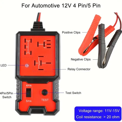 Probador de relés automotrices - Herramienta de diagnóstico automático de 4 y 5 pines 12 V, pequeña de mano hágalo usted mismo - Imagen 5 de 9
