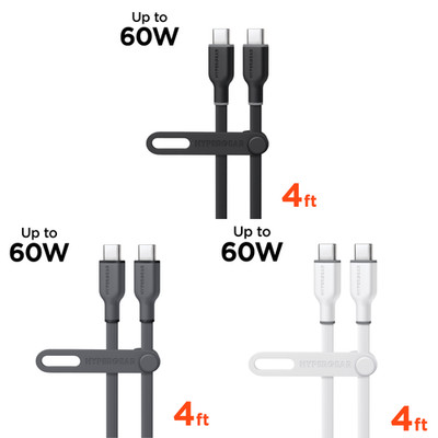 HyperGear Flexi PRO USB-C to USB-C Cable 4ft Super-Fast Charging for Smartphones