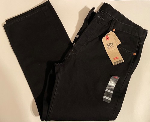 NEU NEU MIT ETIKETT Herren 36 x 30 Levi's Original 501 Knopfleiste Jeans SCHWARZ DUNKEL