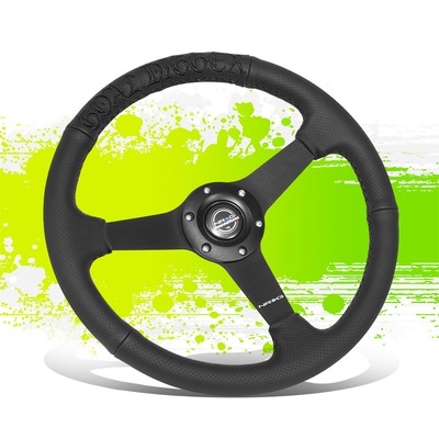 NRG ステアリング 3スポーク 350mm 350mm 1.5inch Dish Wheel NRG 3Spoke Black Leather Drifting Racing