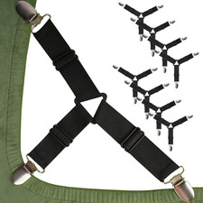 8PCS Adjustable Bed Sheet Holder Straps with Metal Clips