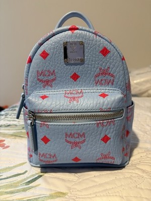 MCM Stark Visetos Mini Crossbody Backpack- Blue&Red