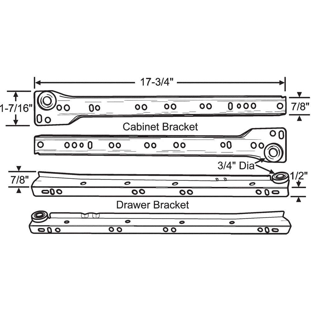 GRAINGER APPROVED 45-581-18 Drawer Slide, Friction, 28 in Ext L 451J93