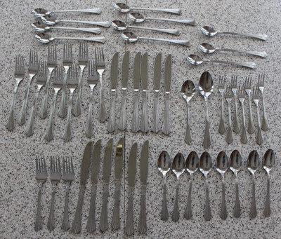53 pieces VTG Farberware Heron Stainless Steel Flatware Discontinued