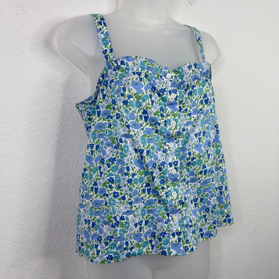 Camisa J.Crew X Liberty Mujer S Floral Camiseta sin Mangas Cottagecore Boho Romántica Costera Foto 3 de 4