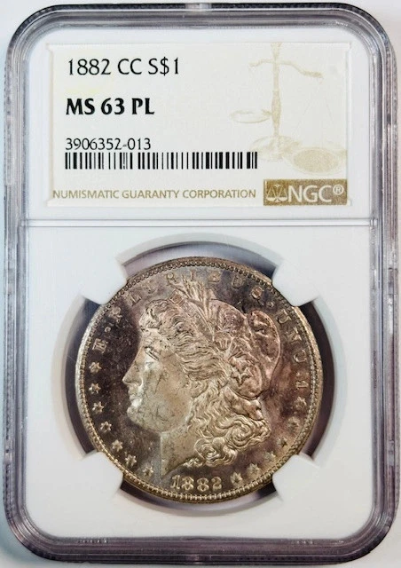 Silver MS 63 Graded 1882 Year Morgan US Dollars (1878-1921) for