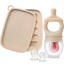SAMiGO Baby Food Fruit Feeder and Breastmilk Popsicle Mold Set, Silicone Fruit