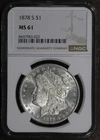 1878-S (MS61) Morgan Silver Dollar $1 NGC - First Year