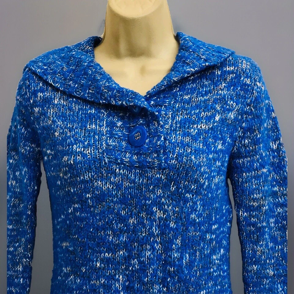 Suéter Rue 21 Mujer M Mezcla Lana Con Capucha Grueso Tejido Abierto 1/4 Botón Cuello L/SLZ Foto 3 de 4