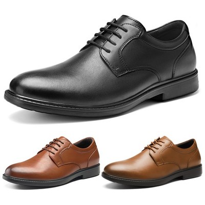 HEEZ Men's Dress Shoes Split Leather Oxford Shoes Lace Up Formal Casual Shoes