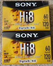 Lot of 2 Sony 8mm Digital8 Hi8 Blank Tape 120 Minutes Cassettes New Sealed