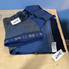 Duluth Hat Scarf Set Womens One Size Blue Scandinavian Fair Isle Knit Winter