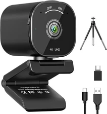 4K Webcam, AutoFocus USB Camera with Dual AI Noise-Cancelling Mics, 4K Webcam 