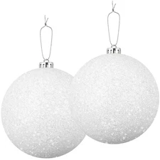 Glitter Christmas Balls Ornaments White Snowball Ornaments Set Mini Plastic X...