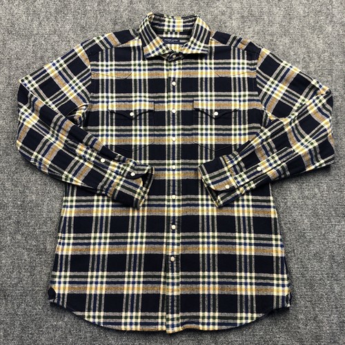 Proper Cloth Flanellhemd Herren M 100% Baumwolle Western Pearl Snaps Mid Weight