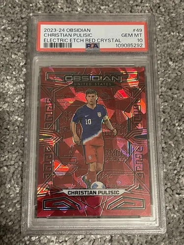 2023-24 Obsidian Christian Pulisic Electric Etch Red Crystal /30 PSA 10 #49