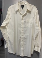 Jos A Bank Traveler Collection Long Sleeve Yellow Button Up Shirt 17 1/2 35 XLT