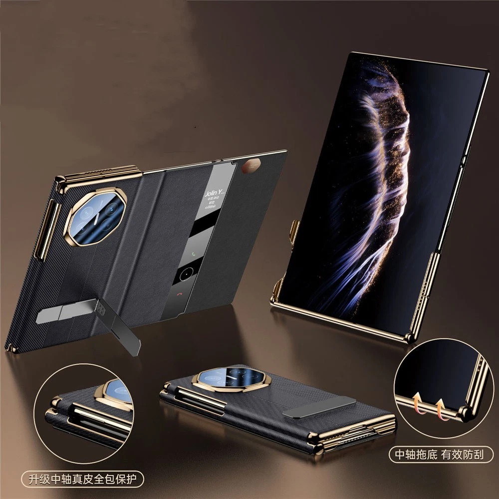 Genuine Nappa Leather Bracket Case For Huawei Mate XT XTS Window View Full Cover - Picture 25 of 28