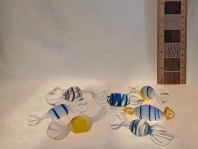 7 x Vintage Murano Glas Süßigkeiten Süßigkeiten Deko Ornamente Konvolut