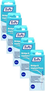 5x TePe Bridge und Implantat Floss - Brücken Zahnseide - KFO Superfloss