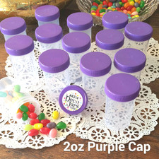 10 JARS Purple Lid Top Plastic Pill Bottle 2 ounce Container K4314 DecoJars