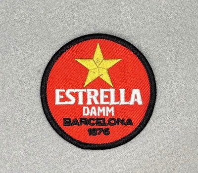 FABULOUS AND EXTREMELY RARE ESTRELLA DAMM BARCELONA EMBROIDERED IRON-ON PATCH...