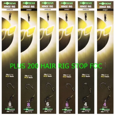 5 Korda Hinge Stiff Rig Karpfen Rigs Korda Ready Tied Hair Rigs PLUS 200 HAIR STOP