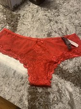 VTG NWT Victoria  s Secret Red lace And Mesh cheeky panties Bikini- Black Label