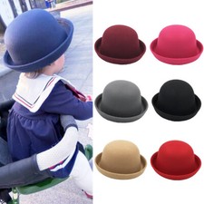 Cappello da bowler in feltro per bambini ragazze ragazzi tesa arrotolabile cappello classico cupola cappelli Fedora 