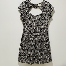 Anthropologie Deletta Dress Women sz Medium Caledonia Cutout black white stretch