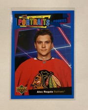 2020-21 Alec Regula UD Rookie Portraits 09/25 Blue Border Series 2 Upper Deck