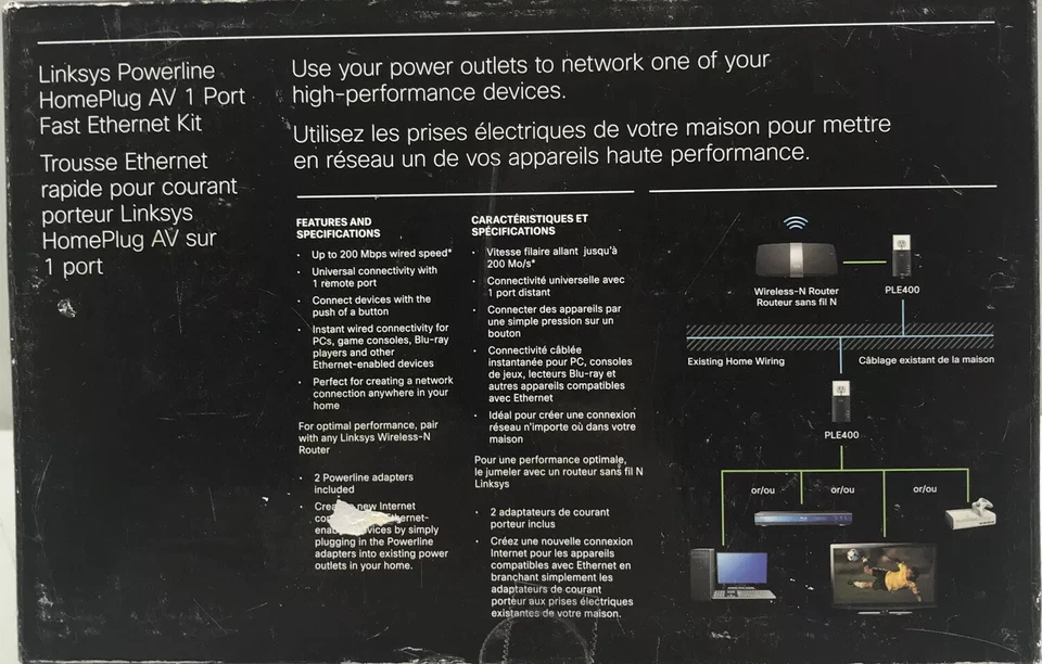 Cisco Linksys Powerline 400 Bridge PELK400 HomePlug AV - Image 3 of 3