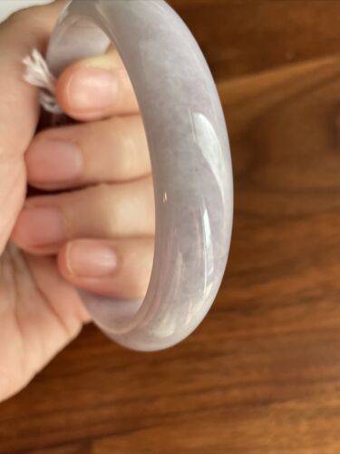 Authentic Untreated Grade A Burmese jade bracelet 59 Mm Light Purple - Picture 8 of 12