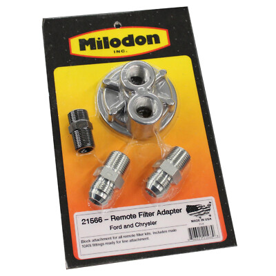 Milodon 21566  Adapter, Oil Filter Bypass, Bolt-On, Chrysler, Ford, Aluminum