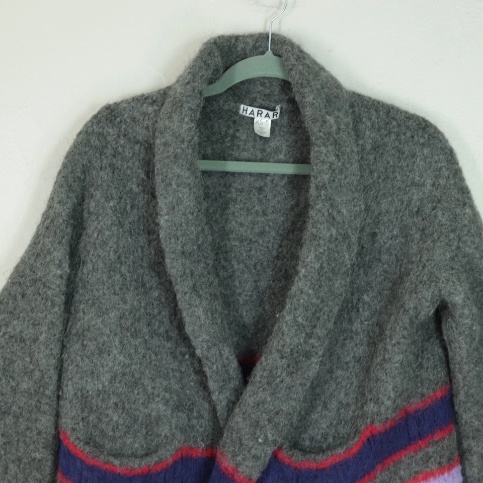 Cárdigan Suéter Anthropologie Harare Hoguera S Alpaca Púrpura Gris Bolsillos Abiertos Foto 2 de 4