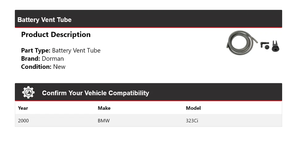For 2000 BMW 323Ci Dorman Battery Vent Tube - Image 2 of 4