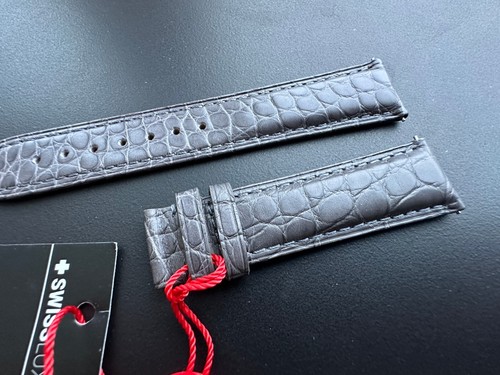 20mm Genuine Alligator Crocodile GREY Curved Edge Leather Watch Strap Band - 第 7/10 張圖片
