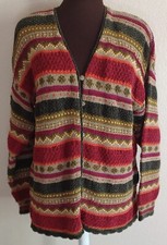 Vintage Liz Sport Multi Color Button Grandma Cardigan Sweater Size M