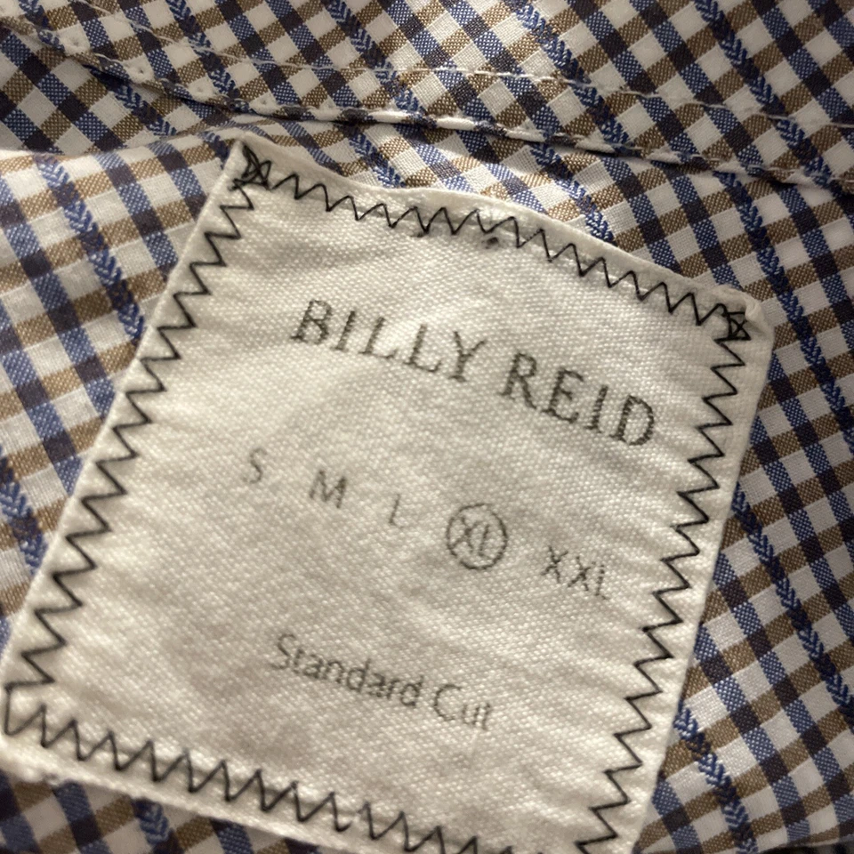 Camisa masculina Billy Reid corte padrão manga longa botão para cima casual vestuário de trabalho xadrez - Imagem 4 de 4