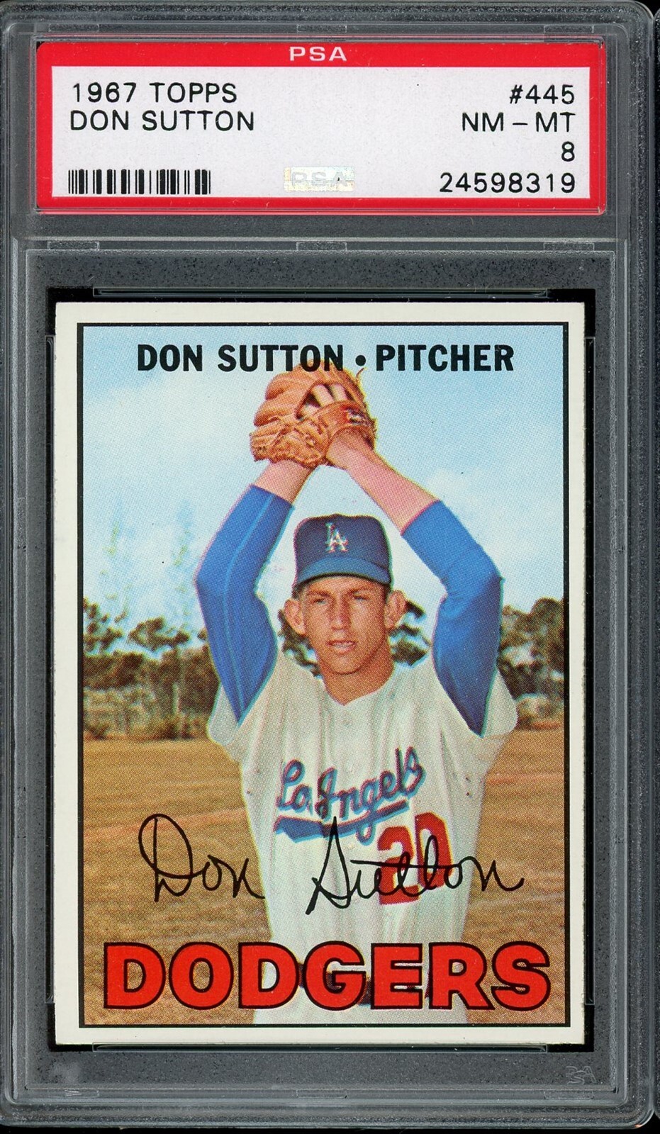 1967 Topps Baseball #445 Don Sutton PSA 8