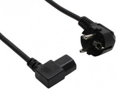 Kaltgeräte-Kabel 5,0m links gewinkelt - Schuko CEE 7/7 Stecker an C13-Buchse