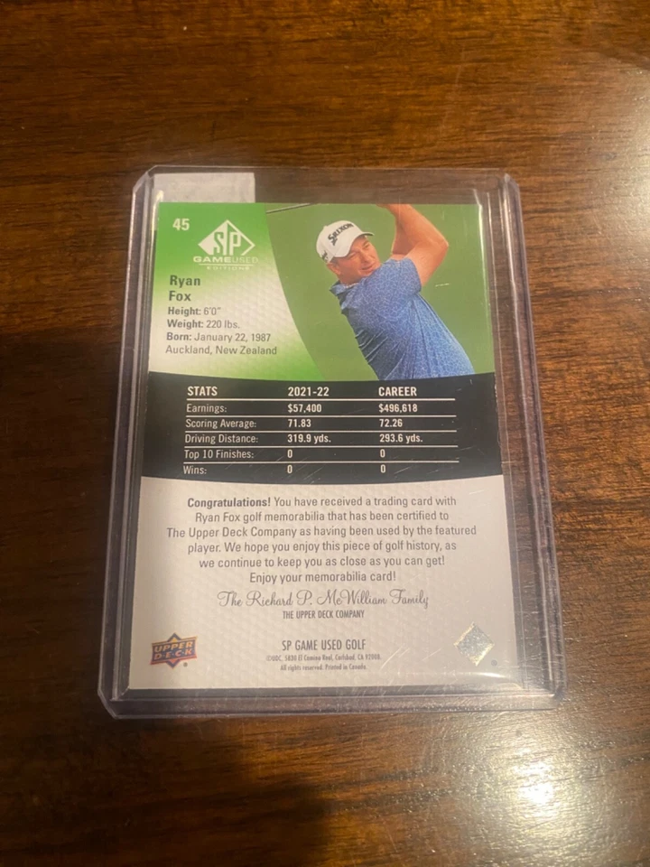 2024 SP Game Used Edition - Patch #45 Ryan Fox (MEM, RC) - Image 2 of 2