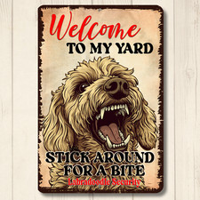 Labradoodle Welcome Yard House Sign funny warning dog security metal tin doodle