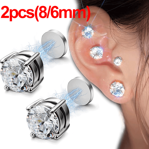 Mens Clip On Earrings Cross Drop Dangle Hoop Non Pierced CZ Magnetic Studs Gifts - Picture 8 of 18