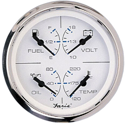 Faria Chesapeake White SS 4'' Multifunction Gauge