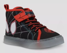 Marvel Spider-Man Toddler Boys' Light Up Black Red Hi-Top Sneakers Size 7T-1 New