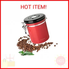 Mixpresso Stainless Steel Airtight Coffee Container with Date Tracking, Vacuum S