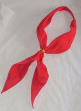 Western Cowboy Scarf Tie Red With Gold Tone Slide Made In The USA NEW