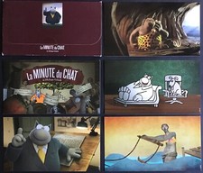 LA MINUTE DU CHAT Geluck pochette 5 CP Casterman Version bordeaux Très bon état