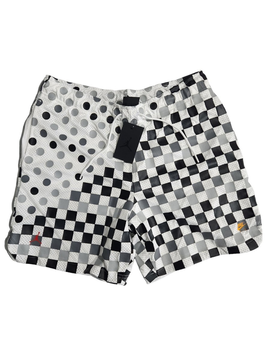 Nike Jordan Retro Style AOP Shorts Black White Checkered Dots DD5251-100  Size L